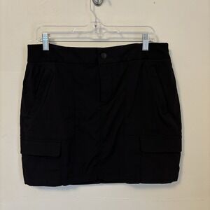 Athleta Trekkie Skort Black 12 Stretch Cargo Pockets Mesh Liner Golf Hiking